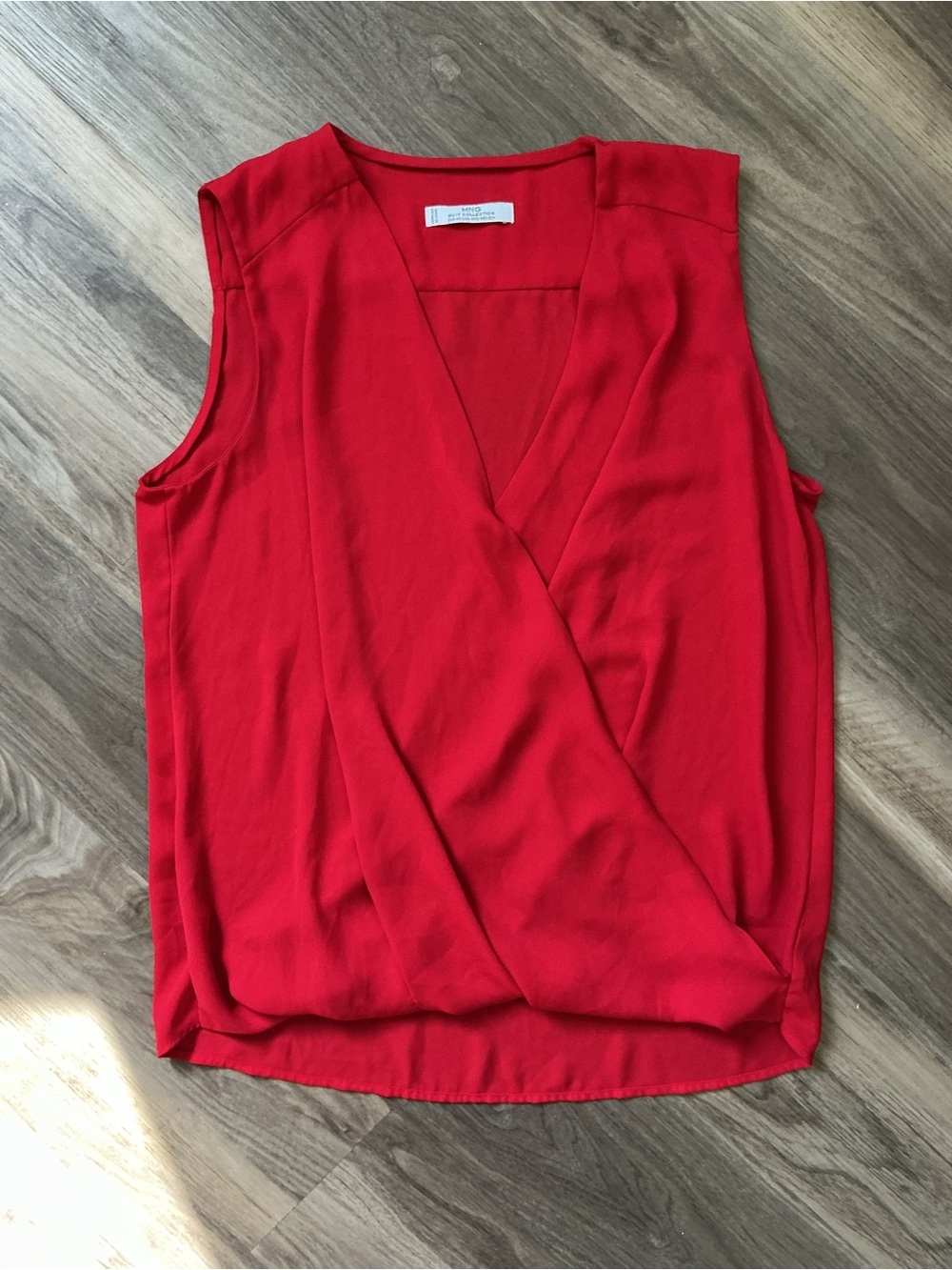 Mango Red Sleeveless Wrap-Front Camisole